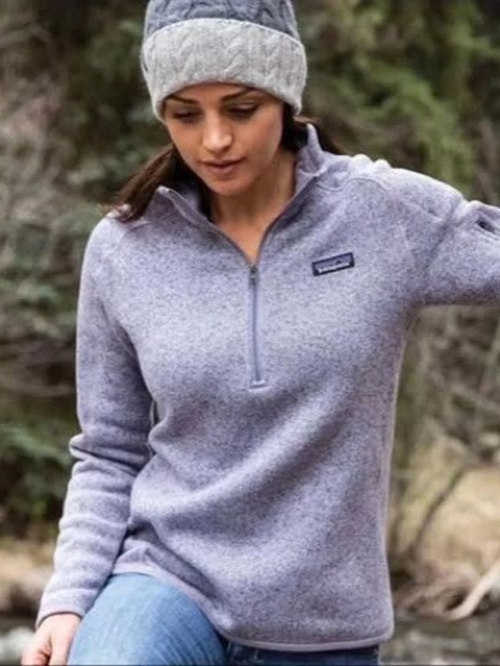 Patagonia Fleece Pullover - Light Gray with Multicolor Logo